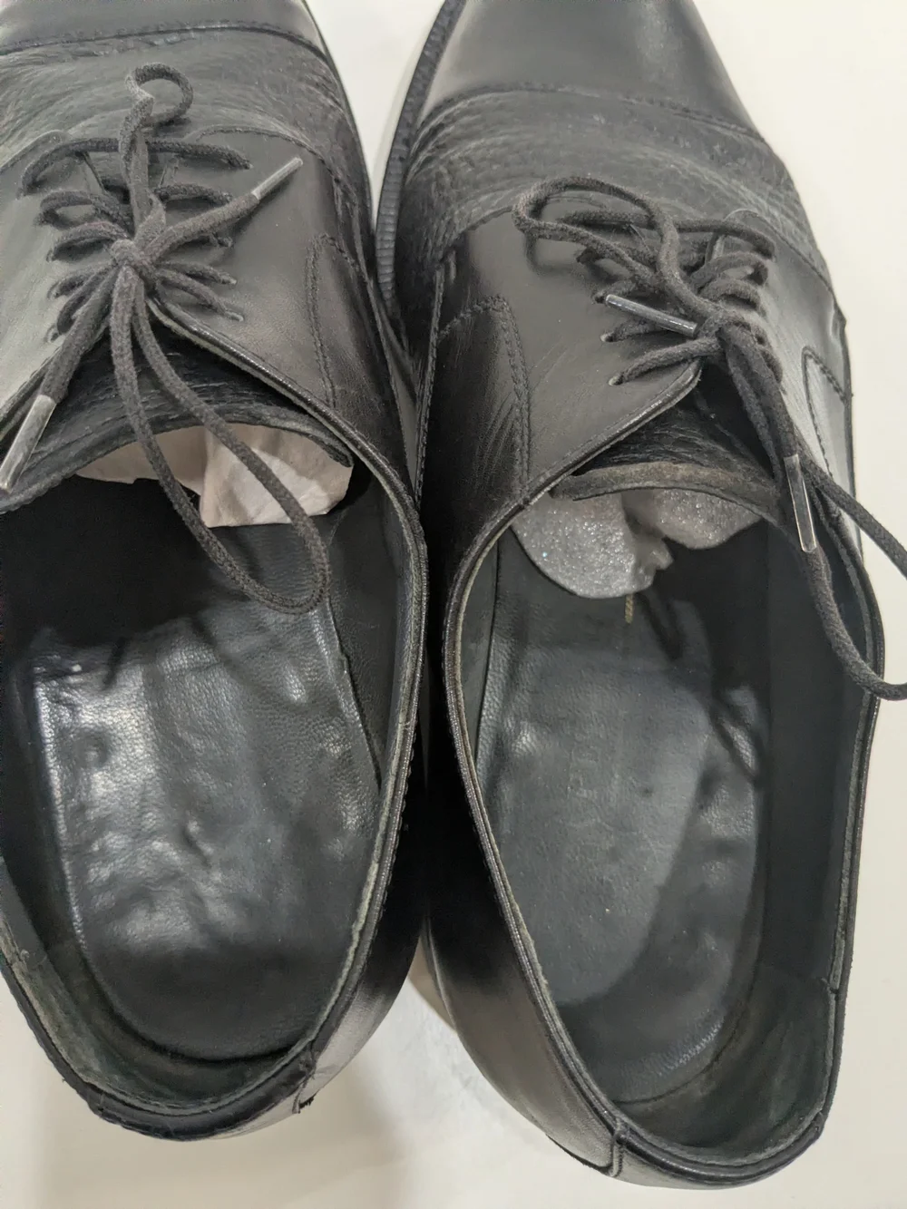 Black Leather Mixed Texture Cap Toe Derby Dress Shoes Men's Vibram Soles Grained